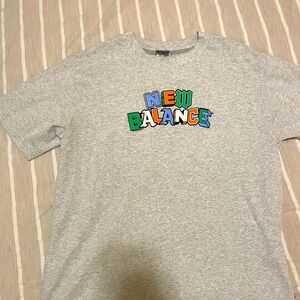 New Balance Kids Gray Tee with Colorful Logo